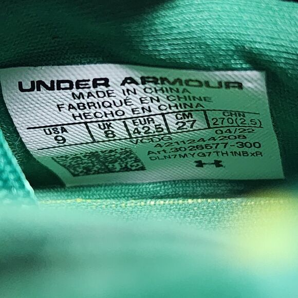 Under Armour Football Cleats Mens 9 Green Highlight MC Logo Spell Out Striped - Picture 8 of 10